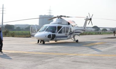 सड़क पर उतरा मुख्यमंत्री का  हेलिकाप्टर