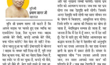 दिव्य विचार: आत्मदृष्टि ही सम्यग्दृष्टि है- मुनिश्री प्रमाण सागर जी महाराज