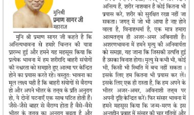 दिव्य विचार: अपने भीतर के अविनाशी तत्व को पहचानो- मुनिश्री प्रमाण सागर जी महाराज