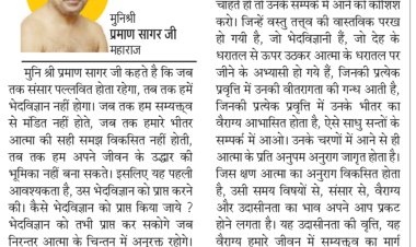 दिव्य विचार: आत्मा के स्वरूप को समझने की कोशिश करें-  मुनिश्री प्रमाण सागर जी महाराज
