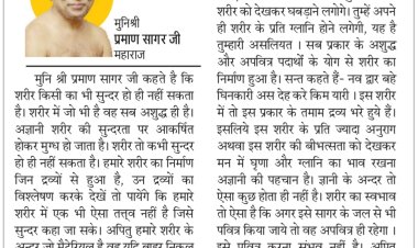 दिव्य विचार: ऊपर के सौन्दर्य को नहीं देखो- मुनिश्री प्रमाण सागर जी महाराज